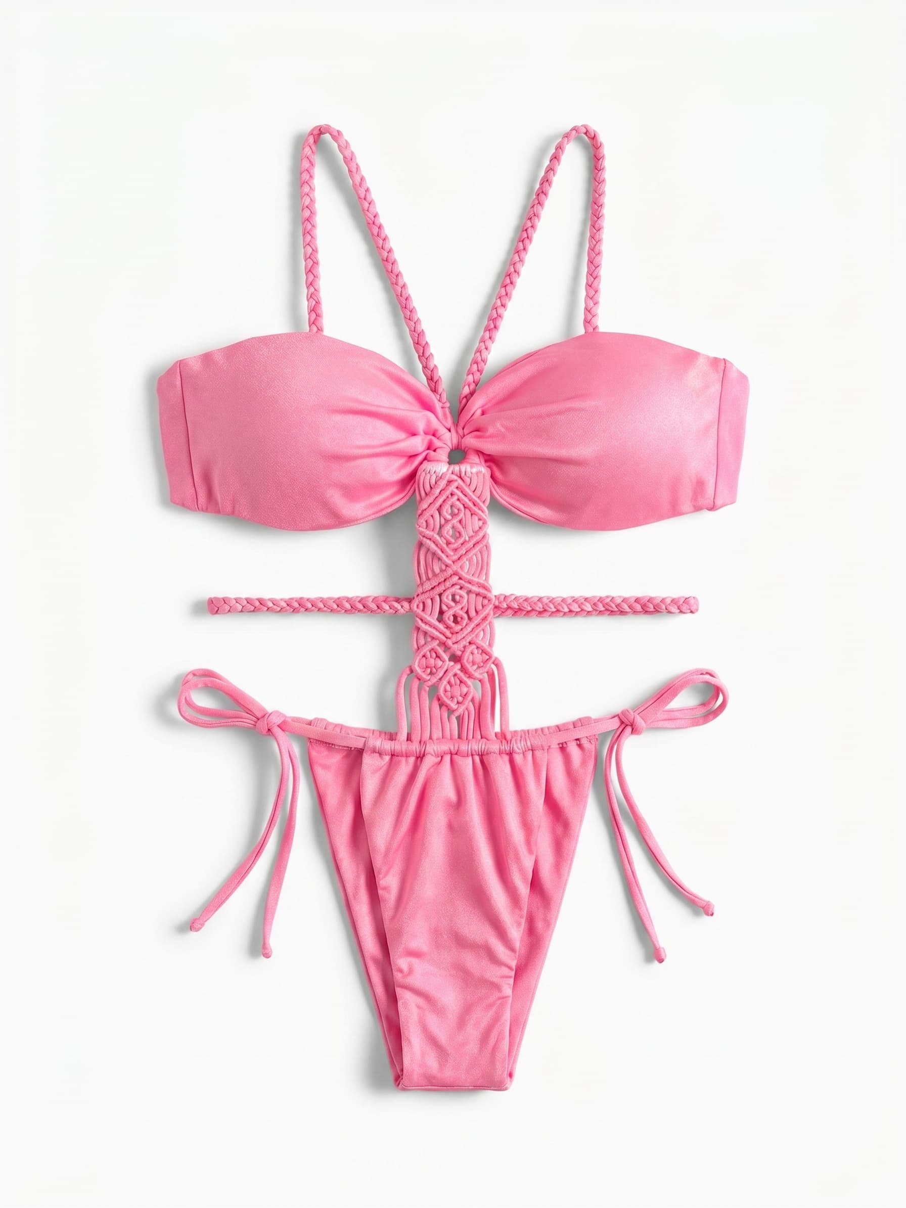 Bikini Crochet Flor · Rosa Coral 5