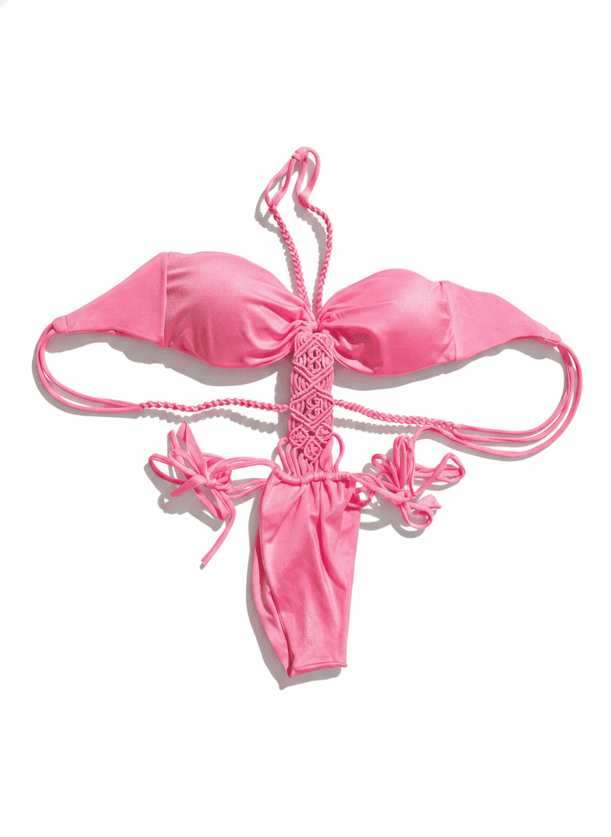 Bikini Crochet Flor · Rosa Coral