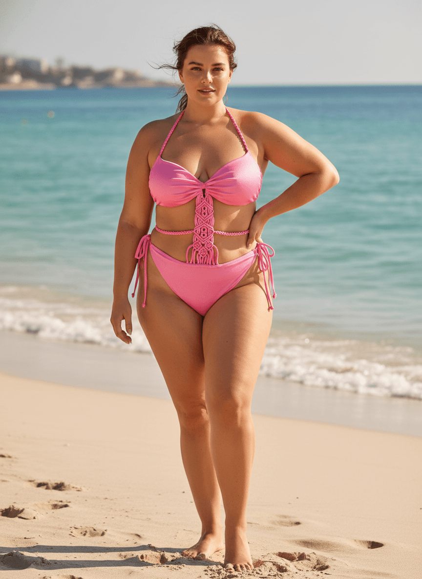 Bikini Crochet Flor · Rosa Coral 2